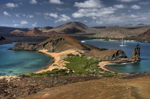 Gorgeous view from peak of hill in the Galapagos Islands